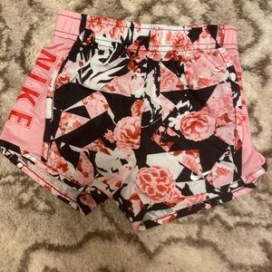 Nike Pink and Black Floral Athletic Shorts